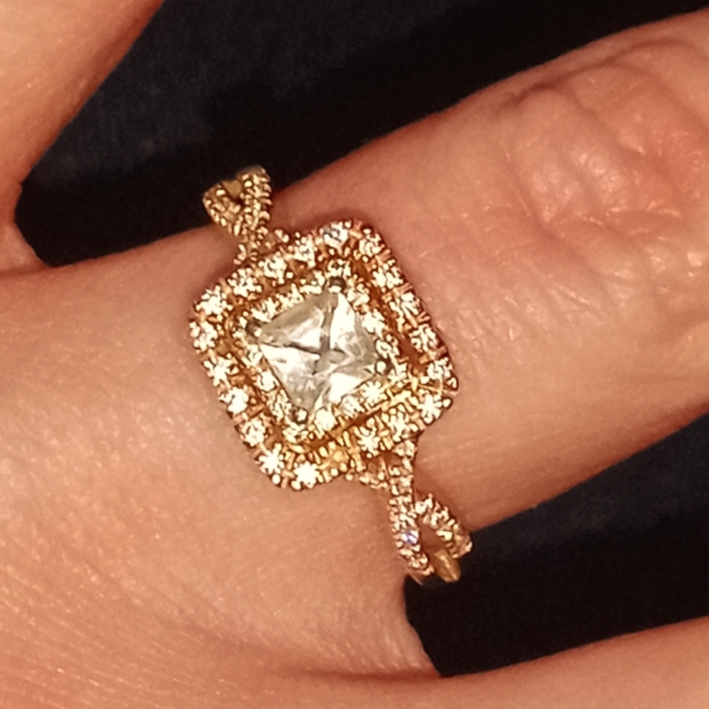 1.25 ct - Square Moissanite  Twisted Band - Vintage Inspired - Pa